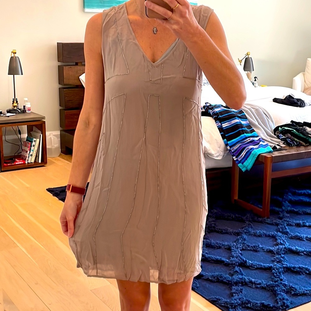 Chan Luu Taupe Beaded Dress, Small